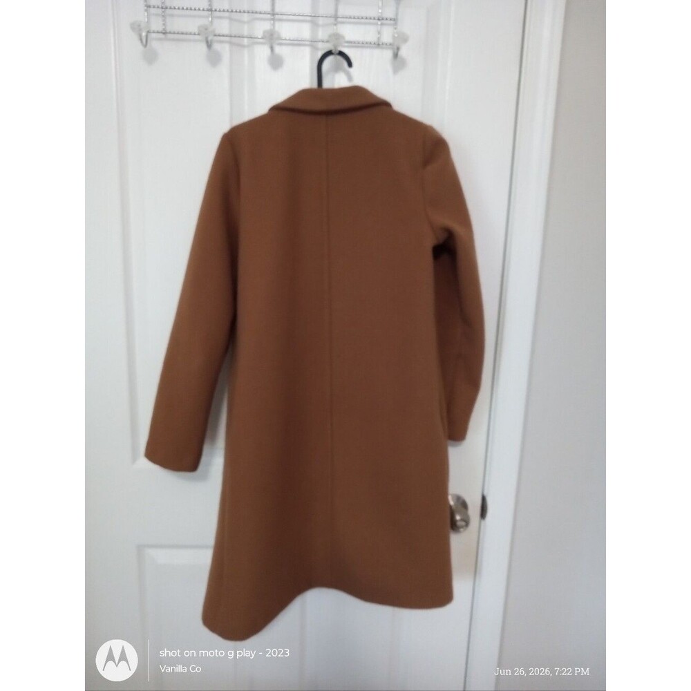 Zara Basic Soft Camel Coat Long Open Front Size Small - Picture 5 of 10
